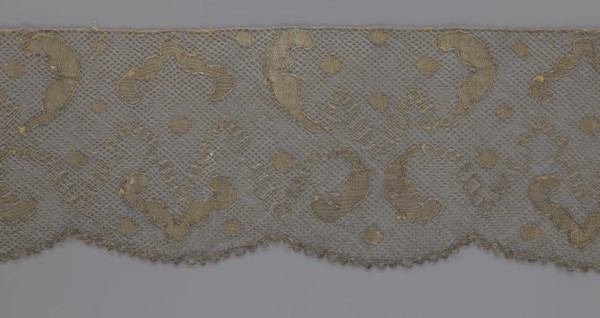 Lace fragment, lace, 18th century, Europe, lace fabric, width 20 cm, length 120 cm, A piece of lace