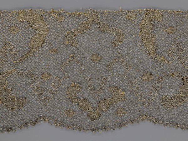 Lace fragment, lace, 18th century, Europe, lace fabric, width 20 cm, length 120 cm, A section of