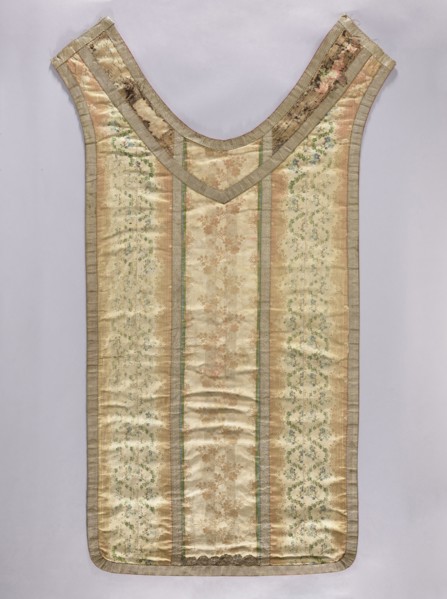 Back of a chasuble, creator unknown, origin unknown. Grosgrain chasuble with plant tendril ornament