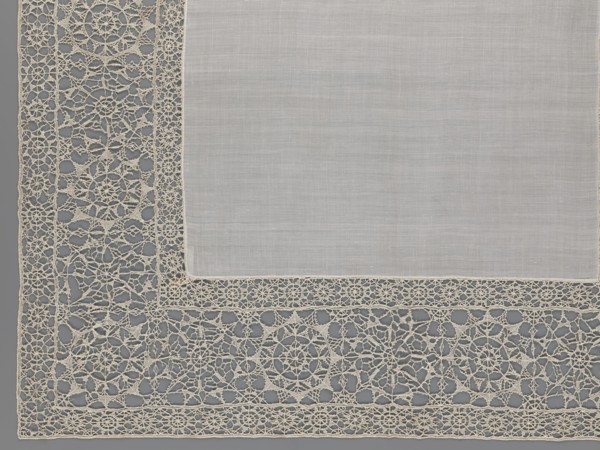 Doily, geometric ornaments, rosettes ornament, doilies, smooth center. Edge made of white linen