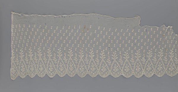 Lace fragment — shuttlecock, mid-19th century, France. Lace clothing accessory shuttlecocks. Lower