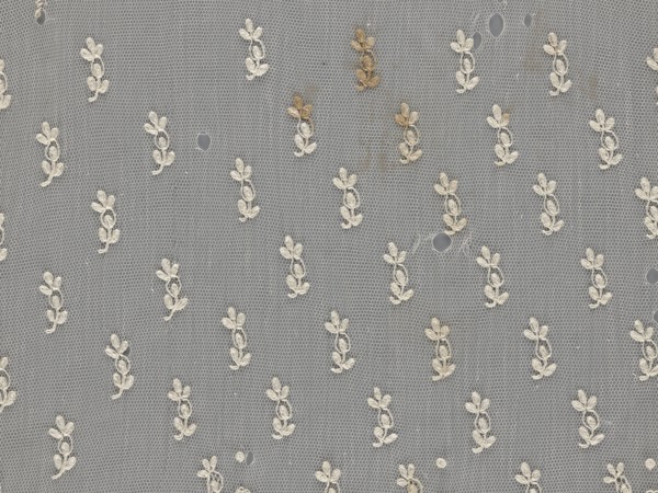 Lace fragment — shuttlecock;, Mid-19th century, France. Lace clothing accessory fashion. Lower