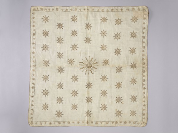Velum, Velum made of white linen fabric with a rare plain weave 25 warp threads and 30 weft threads