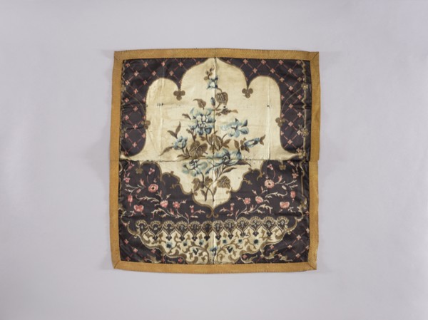 Tablecloth; maker, church paraments; printed fabric with flowers, leaves, and plant ornaments;