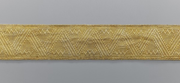 Gallon, galloons haberdashery, provenance unknown, geometric ornaments, a smaller snake pattern at