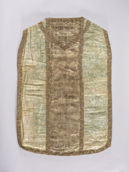 Chasuble, gift; silk liturgical vestment, 18th century, France. Church paraments with floral and
