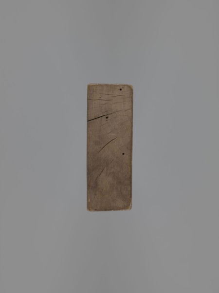 Double-sided gingerbread mould. Obverse: female figure in a long, patterned, richly decorated