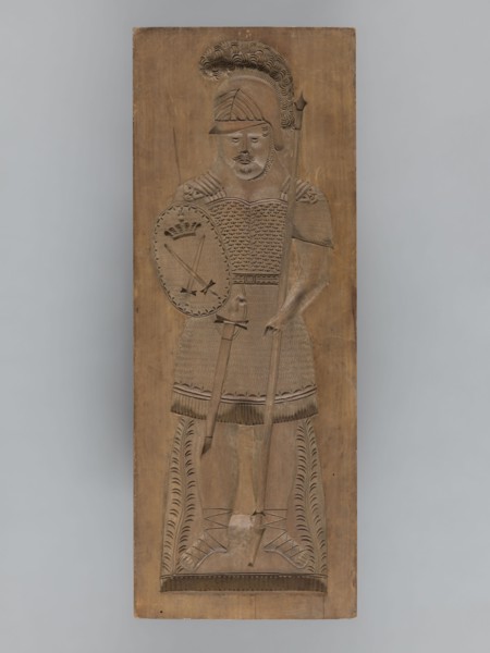 Double-sided gingerbread form; obverse: female figure in a helmet; reverse: male figure in a helmet