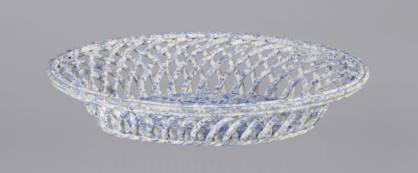 Openwork basket, Cmielów faience and porcelain factory founded 1804. Openwork basket with an oval,