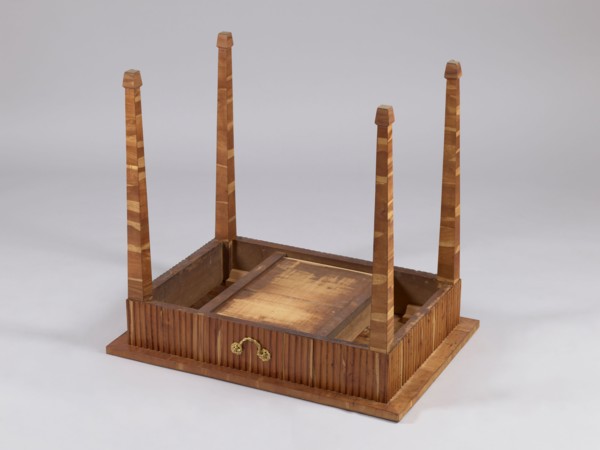 Table, snakes, rosettes ornament, plant decoration, classicism style, rectangular table with a