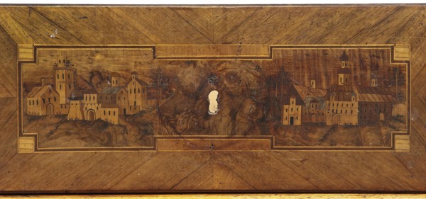 Chest of drawers, revindication provenance, roses, classicism style, vedute, geometric ornament,