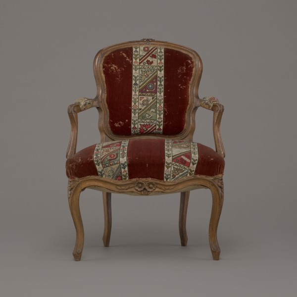 Armchair, rococo, flowers, geometric ornament, ca. 1760, France, piece of furniture seating piece,