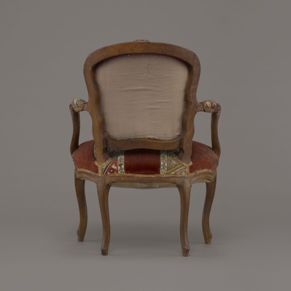 Armchair, rococo style, flowers and geometric ornament, ca. 1760, France; seating piece furniture,
