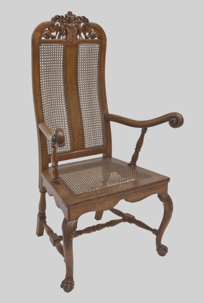 Armchair, creator unknown, provenance unknown, eagles, coats of arms, plant decoration, Neo-Baroque