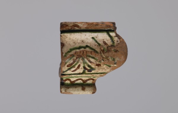 Cornice tile — fragments, four; maker, tile cullet; stoves; plant decorations; Hutsul region;