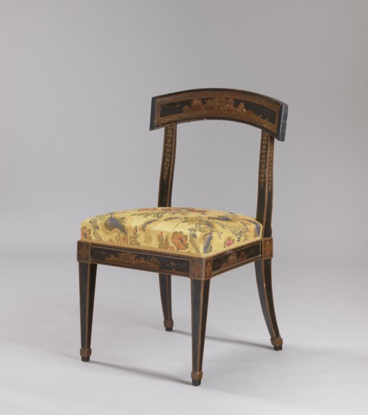 Chair, chinoiserie, flowers, rosettes ornament, floral decoration, classicism style, chinoiserie.