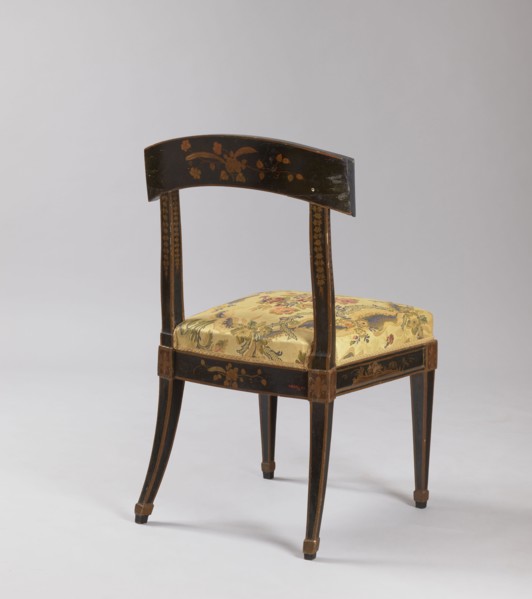 Chair, chinoiserie, flowers, rosettes ornament, floral decoration, classicism style, chinoiserie.