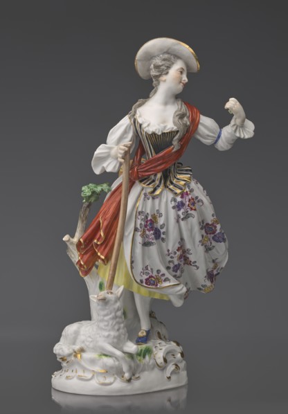 Shepherdess with a Sheep, Kaendler, Johann Joachim 1706–1775, sculptor; Koenigliche Porzellain