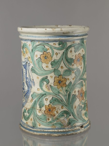 Vessel - flowerpot, unspecified manufacture; coats of arms; cartouches; cache-pot vessel; plant