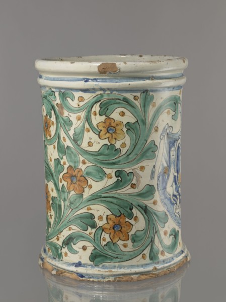 Vessel - flowerpot, coats of arms, cartouches, cache-pot vessel. Vessel in the shape of a