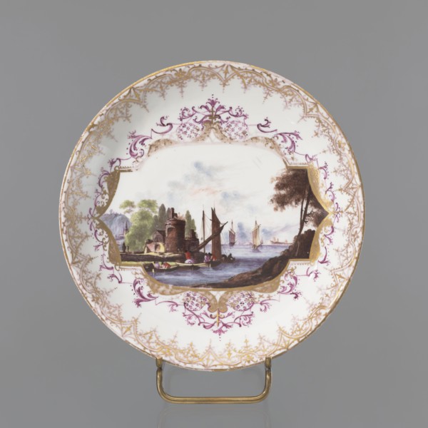 Jug plate, Koenigliche Porzellain Fabrique, Meissen circa 1720–1735, Meissen, Saxony. Porcelain