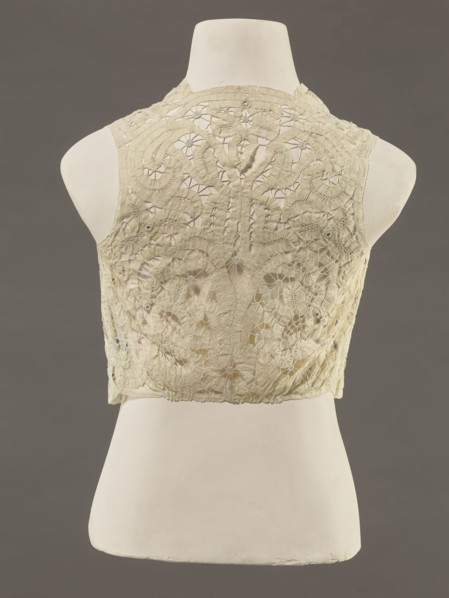 Bodice, lace, bodices, women's clothing, fashion. In a pattern of rosettes connected by large