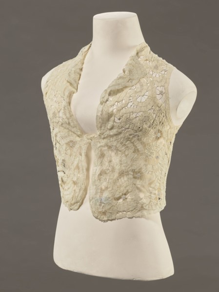 Bodice, lace, provenance unknown, bodices, women's clothing, fashion. In a pattern of rosettes