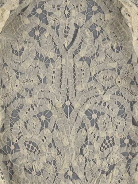 Bodice, lace, bodices, women's clothing, fashion. In a pattern of rosettes connected by large