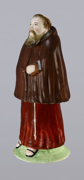 Inkwell - figurine of a monk, Prószków Slaski faience factory; 1763–1853, figurines, nuns,
