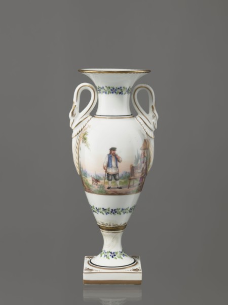 Amphora vase, Imperial Porcelain Factory in St. Petersburg 1744–1917, genre miniatures, genre