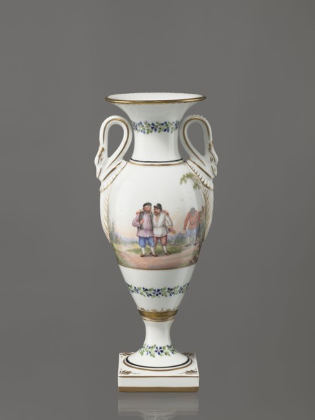 Amphora vase, Imperial Porcelain Factory in St. Petersburg 1744–1917, genre miniatures, genre