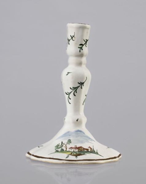 Candlestick, Prószków Slaski faience factory 1763–1853. Candlestick in the shape of a polygonal