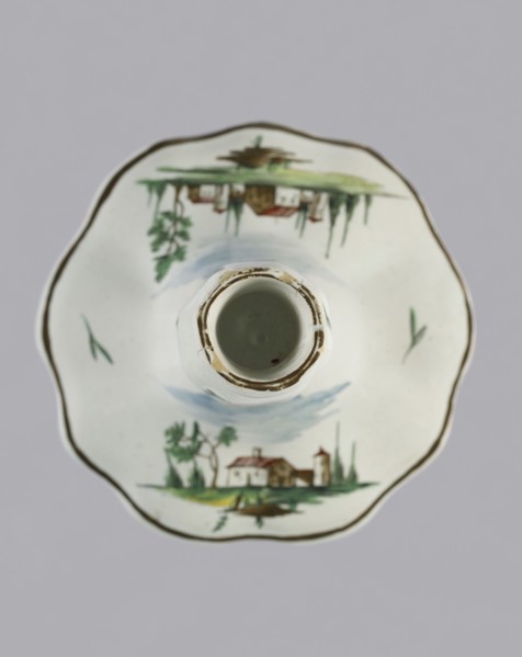 Candlestick, Prószków Slaski faience factory 1763–1853. Candlestick in the shape of a polygonal