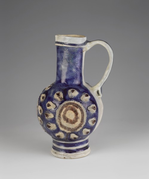 Jug, Westerwald ceramics center; ca. 1400–, stoneware jug with spherical body, high cylindrical