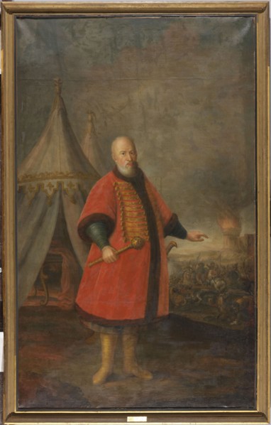 Portrait of Stefan Czarniecki 1599–1665, Crown Field Hetman, against the background of tents and a