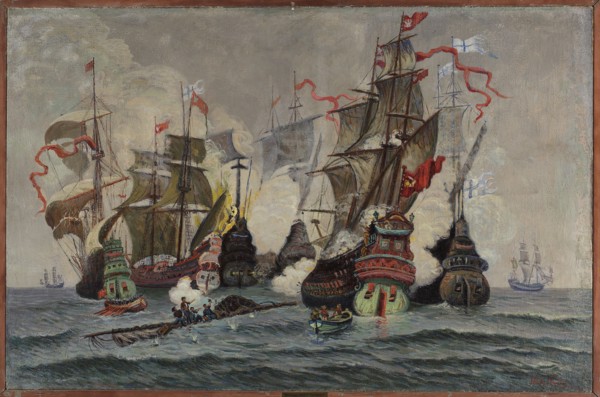 The Battle of Oliwa, November 28, 1627, Nalecz, Wlodzimierz Jan 1865–1946, painter; 1927, painting,