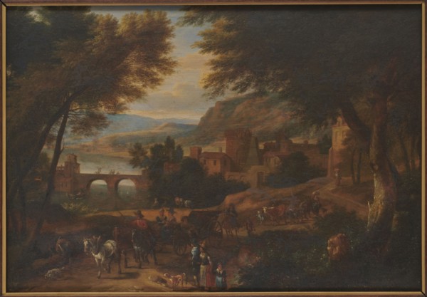Landscape, Boudewijns, Adriaen Fransz. 1644–1719 painter, buildings, bridges architect, deposit