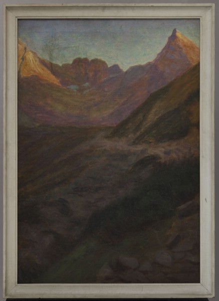 Sunset in the Mountains, Ostrowski, Wladyslaw 1878–1942, painter; 1913, oil painting, 80 × 50 cm.,