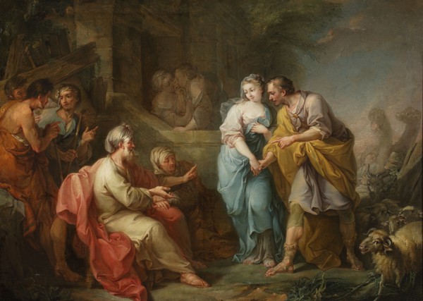 Jacob and Rachel before Laban, French painter fl. 18th century; author: Amigoni, Jacopo Italian
