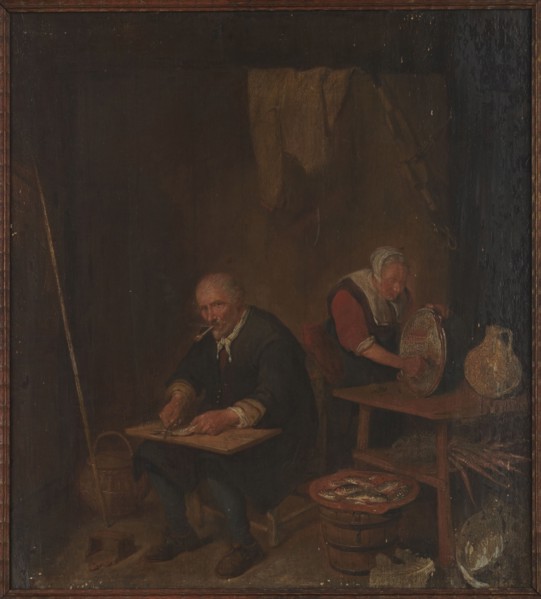 Fish Scraping, Brekelenkam, Quiringh van post 1622/1630–1669/1679 painter; 17th-century Dutch