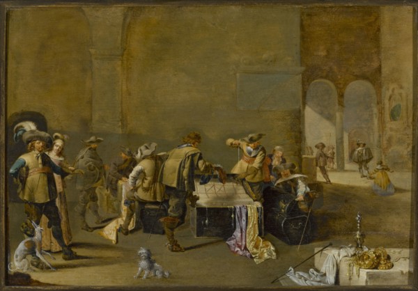 Guardhouse, Duck, Jacob 1600–1667 painter. Dutch painting, genre scene in an interior depicting