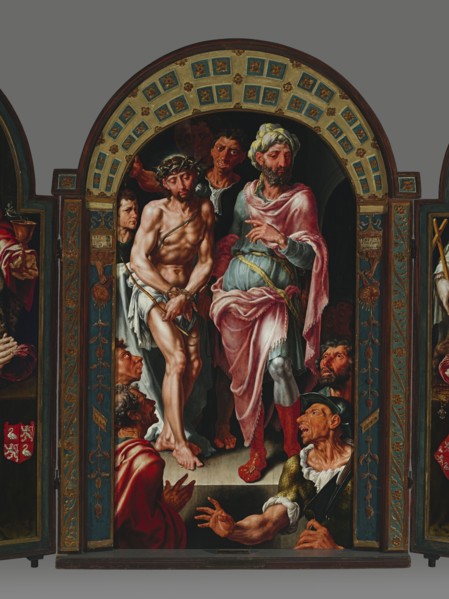 Ecce Homo Triptych, donor portraits on the wings, Heemskerck, Maarten van 1498-1574 painter, Ecce