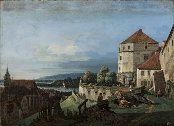 View of Pirna in Saxony, Bernardo Bellotto 1722–1780, oil painting, Venetian veduta city view with