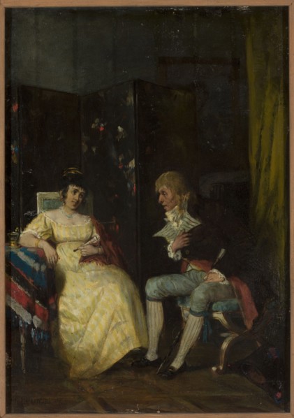 Conversation, Henryk Piatkowski 1853–1932, painter; court scenes, interiors, furniture;