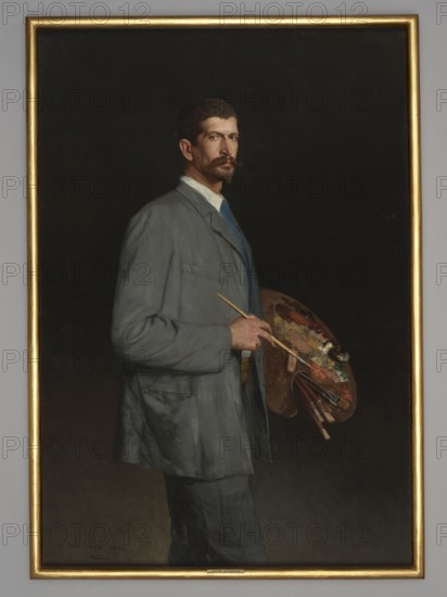 Self-portrait with a palette, Antoni Piotrowski 1853–1924; 1893; painting; height 161 cm, width 111