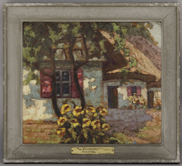 Polish Cottages, Jan Bohuszewicz 1878–1935, painter; contemporary painting; cottages; interwar