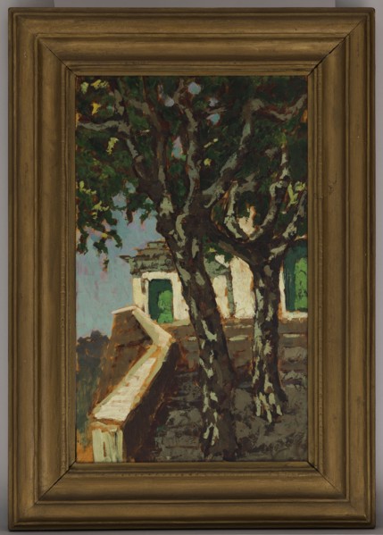 Plane trees at the monastery gate, Bohuszewicz, Jan 1878–1935 painter, contemporary painting,