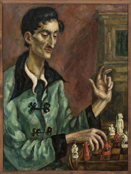 Chess Player Portrait of Bruno Winawer, Roman Kramsztyk 1885–1942, contemporary painting, male
