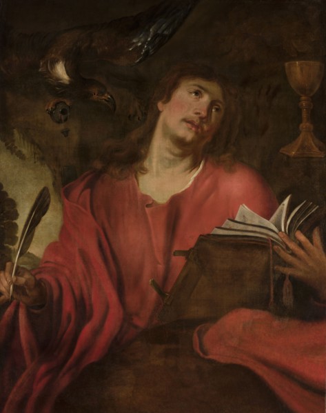 Saint John the Evangelist in ecstasy, unknown Italian painter, religious scene, Italian religious