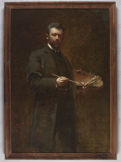 Self-portrait with a palette, Franciszek Zmurko 1859–1910 painter, 1895, painting, oil on canvas,